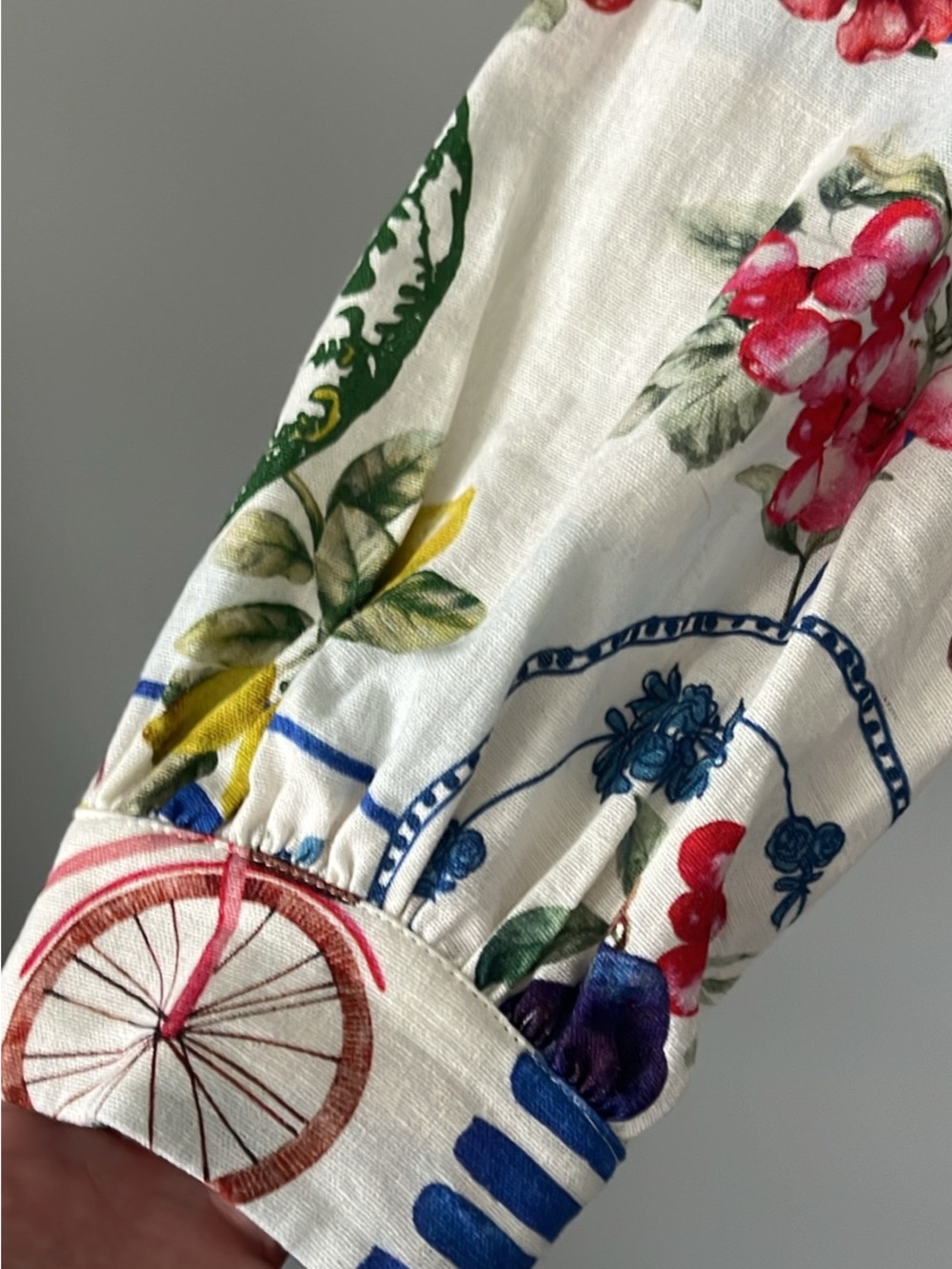 Rachel Zoe White Multi Mediterranean Floral Tie-Front Blouse - Picture 6 of 10
